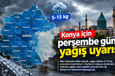 Konya için perşembe günü yağış uyarısı: Bazı ilçelerde etkili olacak